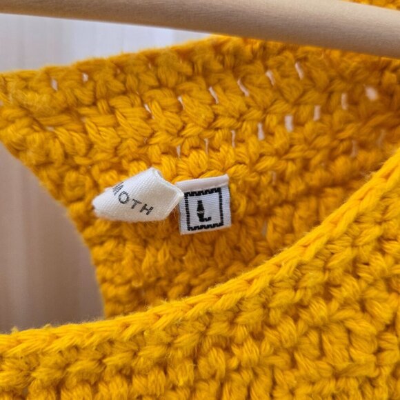 Moth Handmade Yellow Crochet Sweater Tank Top Large Keyhole Cotton Swanktop rop‎ - Picture 3 of 6